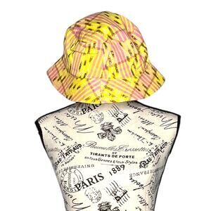 aerie Jacquard Reversible Bucket Hat - Cotton Yellow/Pink/Brown Adjustable Cap